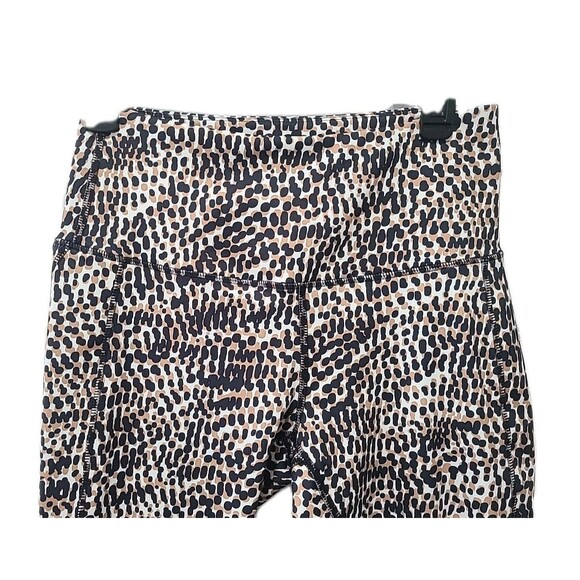 NWOT Move Theology Black Tan Cream Animal Print 25" Full Length Leggings L - Picture 2 of 8